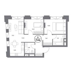 3-BD Apartment Sale, 73.6平方米 at Kosmo 4/22, Kosmodamianskaya Embankment, 4/22с8, Moscow, Russia #4