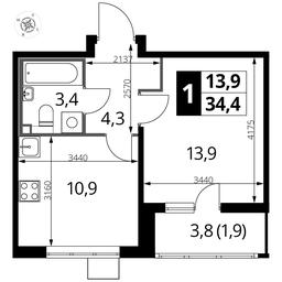 1-BD Apartment Sale, 34.2 sq. m. at Pervyi Lermontovskiy, zhiloy kompleks 1-y Lermontovskiy, Lyubertsy, Moscow Region, Russia #4