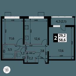 2-BD Apartment Sale, 58.6平方米 at Pervyi Lermontovskiy, zhiloy kompleks 1-y Lermontovskiy, Lyubertsy, Moscow Region, Russia #4