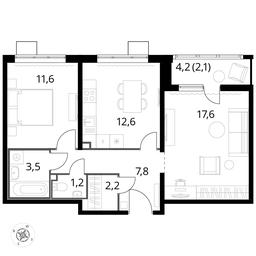 2-BD Apartment Sale, 58.6平方米 at Pervyi Lermontovskiy, zhiloy kompleks 1-y Lermontovskiy, Lyubertsy, Moscow Region, Russia #3