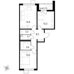 2-BD Apartment Sale, 59.7 sq. m. at Pervyi Lermontovskiy, zhiloy kompleks 1-y Lermontovskiy, Lyubertsy, Moscow Region, Russia #3