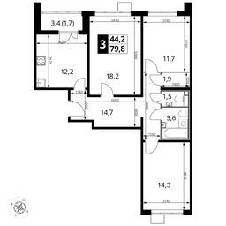 3-BD Apartment Sale, 79.6 sq. m. at Pervyi Lermontovskiy, zhiloy kompleks 1-y Lermontovskiy, Lyubertsy, Moscow Region, Russia #4