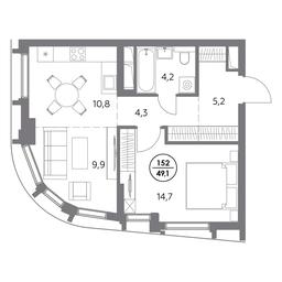 2-BD Apartment Sale, 49.1平方米 at Dom56, Fridrikha Engelsa Street, 56с1, Moscow, Russia #3 2-BD Apartment Sale, 49.1平方米 at Dom56, Fridrikha Engelsa Street, 56с1, Moscow, Russia #3