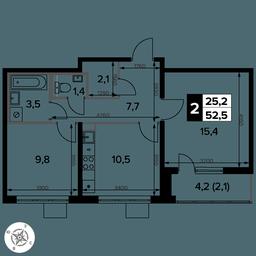 2-BD Apartment Sale, 52.5 sq. m. at Pervy Donskoj, zhiloy mikrorayon Sapronovo, derevnya Sapronovo, Leninskiy City District, Moscow Region, Russia #2 2-BD Apartment Sale, 52.5 sq. m. at Pervy Donskoj, zhiloy mikrorayon Sapronovo, derevnya Sapronovo, Leninskiy City District, Moscow Region, Russia #2