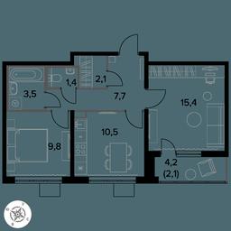 2-BD Apartment Sale, 52.5 sq. m. at Pervy Donskoj, zhiloy mikrorayon Sapronovo, derevnya Sapronovo, Leninskiy City District, Moscow Region, Russia #3 2-BD Apartment Sale, 52.5 sq. m. at Pervy Donskoj, zhiloy mikrorayon Sapronovo, derevnya Sapronovo, Leninskiy City District, Moscow Region, Russia #3
