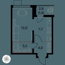 1-BD Apartment Sale, 28.3 sq. m. at Pervy Donskoj, zhiloy mikrorayon Sapronovo, derevnya Sapronovo, Leninskiy City District, Moscow Region, Russia #3