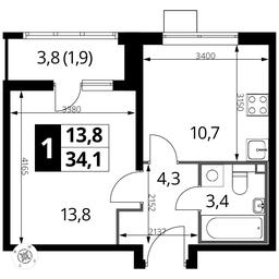 1-BD Apartment Sale, 33.9 sq. m. at Pervyi Lermontovskiy, zhiloy kompleks 1-y Lermontovskiy, Lyubertsy, Moscow Region, Russia #4