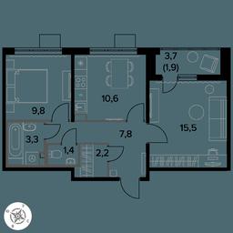 2-BD Apartment Sale, 52.5 sq. m. at Pervy Donskoj, zhiloy mikrorayon Sapronovo, derevnya Sapronovo, Leninskiy City District, Moscow Region, Russia #3 2-BD Apartment Sale, 52.5 sq. m. at Pervy Donskoj, zhiloy mikrorayon Sapronovo, derevnya Sapronovo, Leninskiy City District, Moscow Region, Russia #3