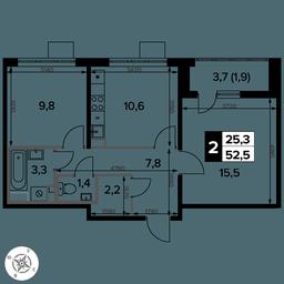 2-BD Apartment Sale, 52.5 sq. m. at Pervy Donskoj, zhiloy mikrorayon Sapronovo, derevnya Sapronovo, Leninskiy City District, Moscow Region, Russia #2 2-BD Apartment Sale, 52.5 sq. m. at Pervy Donskoj, zhiloy mikrorayon Sapronovo, derevnya Sapronovo, Leninskiy City District, Moscow Region, Russia #2