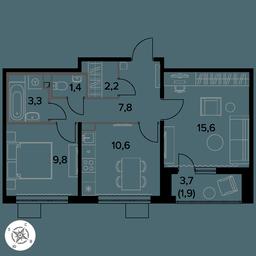 2-BD Apartment Sale, 52.6 sq. m. at Pervy Donskoj, zhiloy mikrorayon Sapronovo, derevnya Sapronovo, Leninskiy City District, Moscow Region, Russia #3 2-BD Apartment Sale, 52.6 sq. m. at Pervy Donskoj, zhiloy mikrorayon Sapronovo, derevnya Sapronovo, Leninskiy City District, Moscow Region, Russia #3