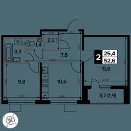 2-BD Apartment Sale, 52.6 sq. m. at Pervy Donskoj, zhiloy mikrorayon Sapronovo, derevnya Sapronovo, Leninskiy City District, Moscow Region, Russia #2 2-BD Apartment Sale, 52.6 sq. m. at Pervy Donskoj, zhiloy mikrorayon Sapronovo, derevnya Sapronovo, Leninskiy City District, Moscow Region, Russia #2