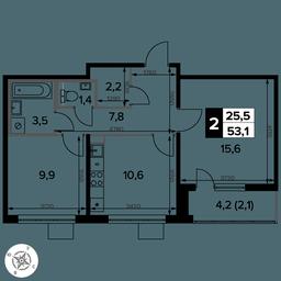 2-BD Apartment Sale, 53.1 sq. m. at Pervy Donskoj, zhiloy mikrorayon Sapronovo, derevnya Sapronovo, Leninskiy City District, Moscow Region, Russia #2 2-BD Apartment Sale, 53.1 sq. m. at Pervy Donskoj, zhiloy mikrorayon Sapronovo, derevnya Sapronovo, Leninskiy City District, Moscow Region, Russia #2