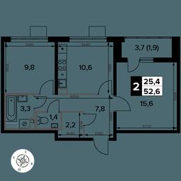 2-BD Apartment Sale, 52.6 sq. m. at Pervy Donskoj, zhiloy mikrorayon Sapronovo, derevnya Sapronovo, Leninskiy City District, Moscow Region, Russia #2 2-BD Apartment Sale, 52.6 sq. m. at Pervy Donskoj, zhiloy mikrorayon Sapronovo, derevnya Sapronovo, Leninskiy City District, Moscow Region, Russia #2
