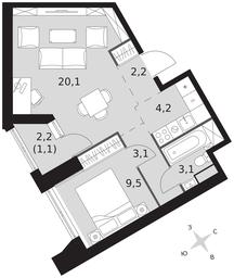 2-BD Apartment Sale, 43.3 sq. m. at Arkhitektor, Akademika Volgina Street, 2Д, Moscow, Russia #3