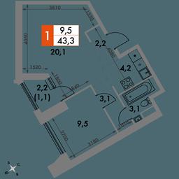 2-BD Apartment Sale, 43.3 sq. m. at Arkhitektor, Akademika Volgina Street, 2Д, Moscow, Russia #2