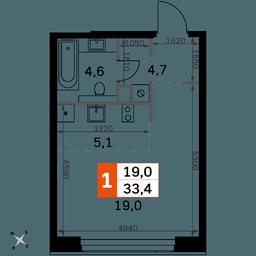 Apartment Sale, 33.4平方米 at Amber City, 3rd Khoroshyovsky Drive, 3А, Moscow, Russia #2