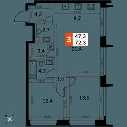 3-BD Apartment Sale, 72.3平方米 at Amber City, 3rd Khoroshyovsky Drive, 3А, Moscow, Russia #2 3-BD Apartment Sale, 72.3平方米 at Amber City, 3rd Khoroshyovsky Drive, 3А, Moscow, Russia #2