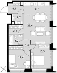 3-BD Apartment Sale, 72.3平方米 at Amber City, 3rd Khoroshyovsky Drive, 3А, Moscow, Russia #3 3-BD Apartment Sale, 72.3平方米 at Amber City, 3rd Khoroshyovsky Drive, 3А, Moscow, Russia #3