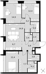 4-BD Apartment Sale, 94.6平方米 at Amber City, 3rd Khoroshyovsky Drive, 3А, Moscow, Russia #3