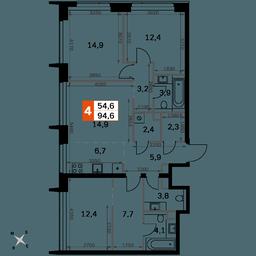 4-BD Apartment Sale, 94.6平方米 at Amber City, 3rd Khoroshyovsky Drive, 3А, Moscow, Russia #2