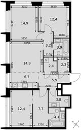 4-BD Apartment Sale, 94.6平方米 at Amber City, 3rd Khoroshyovsky Drive, 3А, Moscow, Russia #4
