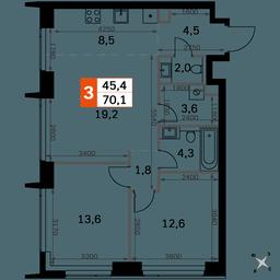 3-BD Apartment Sale, 70.1 sq. m. at Amber City, 3rd Khoroshyovsky Drive, 3А, Moscow, Russia #2