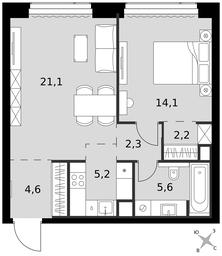 2-BD Apartment Sale, 55.1平方米 at Amber City, 3rd Khoroshyovsky Drive, 3А, Moscow, Russia #3 2-BD Apartment Sale, 55.1平方米 at Amber City, 3rd Khoroshyovsky Drive, 3А, Moscow, Russia #3