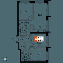 4-BD Apartment Sale, 86.9平方米 at Amber City, 3rd Khoroshyovsky Drive, 3А, Moscow, Russia #2 4-BD Apartment Sale, 86.9平方米 at Amber City, 3rd Khoroshyovsky Drive, 3А, Moscow, Russia #2