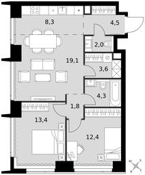 3-BD Apartment Sale, 69.4 sq. m. at Amber City, 3rd Khoroshyovsky Drive, 3А, Moscow, Russia #3