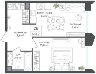 1-BD Apartment Sale, 43.2 sq. m. at Petrovskiy Park II, Stary Petrovsko-Razumovsky Drive, 1/23, Moscow, Russia #3
