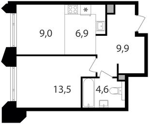 1-BD Apartment Sale, 43.9平方米 at Petrovskiy Park II, Stary Petrovsko-Razumovsky Drive, 1/23, Moscow, Russia #2