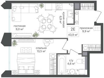 1-BD Apartment Sale, 43.9平方米 at Petrovskiy Park II, Stary Petrovsko-Razumovsky Drive, 1/23, Moscow, Russia #3