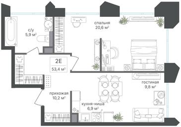 1-BD Apartment Sale, 53.4平方米 at Petrovskiy Park II, Stary Petrovsko-Razumovsky Drive, 1/23, Moscow, Russia #3 1-BD Apartment Sale, 53.4平方米 at Petrovskiy Park II, Stary Petrovsko-Razumovsky Drive, 1/23, Moscow, Russia #3