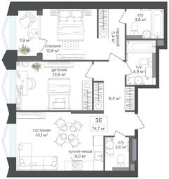 2-BD Apartment Sale, 72.8平方米 at Petrovskiy Park II, Stary Petrovsko-Razumovsky Drive, 1/23, Moscow, Russia #3 2-BD Apartment Sale, 72.8平方米 at Petrovskiy Park II, Stary Petrovsko-Razumovsky Drive, 1/23, Moscow, Russia #3