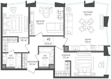 3-BD Apartment Sale, 87.5平方米 at Petrovskiy Park II, Stary Petrovsko-Razumovsky Drive, 1/23, Moscow, Russia #3
