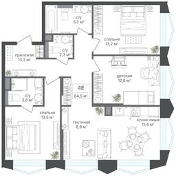3-BD Apartment Sale, 84.5平方米 at Petrovskiy Park II, Stary Petrovsko-Razumovsky Drive, 1/23, Moscow, Russia #3