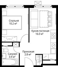 1-BD Apartment Sale, 32.9平方米 at Eko Vidnoe 2.0, kvartal Tsentralny, 1, Kupelinka Subdistrict, derevnya Sapronovo, Leninskiy City District, Moscow Region, Russia #3 1-BD Apartment Sale, 32.9平方米 at Eko Vidnoe 2.0, kvartal Tsentralny, 1, Kupelinka Subdistrict, derevnya Sapronovo, Leninskiy City District, Moscow Region, Russia #3