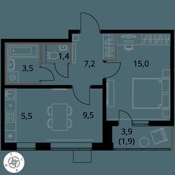 2-BD Apartment Sale, 44 sq. m. at Pervy Yuzhny, zhiloy kompleks Pervy Yuzhny, Leninskiy City District, Moscow Region, Russia #3 2-BD Apartment Sale, 44 sq. m. at Pervy Yuzhny, zhiloy kompleks Pervy Yuzhny, Leninskiy City District, Moscow Region, Russia #3