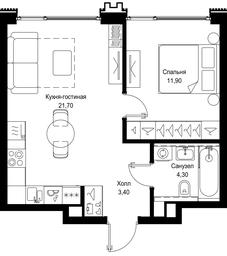 1-BD Apartment Sale, 41.3 sq. m. at Multikvartal CITYZEN, Vishnyovaya Street, Moscow, Russia #4