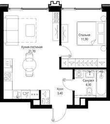 1-BD Apartment Sale, 41.3 sq. m. at Multikvartal CITYZEN, Vishnyovaya Street, Moscow, Russia #3