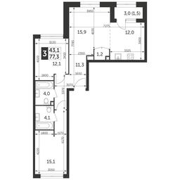 3-BD Apartment Sale, 77.3 sq. m. at Rezhisser, Vilgelma Pika Street, 3, Moscow, Russia #2 3-BD Apartment Sale, 77.3 sq. m. at Rezhisser, Vilgelma Pika Street, 3, Moscow, Russia #2