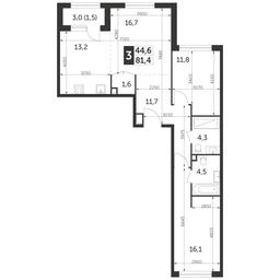 3-BD Apartment Sale, 81.4 sq. m. at Rezhisser, Vilgelma Pika Street, 3, Moscow, Russia #2