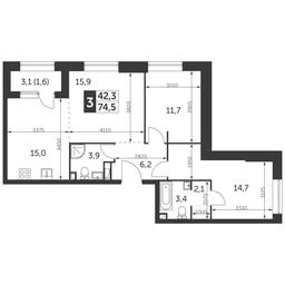 Продажа 3-комн. квартиры, 74,5 м² в ЖК «Режиссер», улица Вильгельма Пика, 3, Москва, Россия #2 Продажа 3-комн. квартиры, 74,5 м² в ЖК «Режиссер», улица Вильгельма Пика, 3, Москва, Россия #2