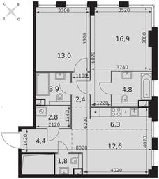 2-BD Apartment Sale, 68.9平方米 at Sydney City, Shenogina Street, 2, Moscow, Russia #4