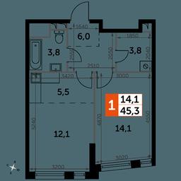 1-BD Apartment Sale, 45.3平方米 at Rotterdam, Varshavskoye Highway, 37Ак1с2, Moscow, Russia #2 1-BD Apartment Sale, 45.3平方米 at Rotterdam, Varshavskoye Highway, 37Ак1с2, Moscow, Russia #2