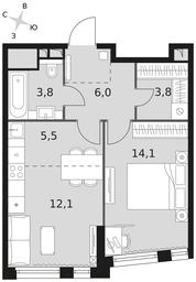 1-BD Apartment Sale, 45.3平方米 at Rotterdam, Varshavskoye Highway, 37Ак1с2, Moscow, Russia #3 1-BD Apartment Sale, 45.3平方米 at Rotterdam, Varshavskoye Highway, 37Ак1с2, Moscow, Russia #3