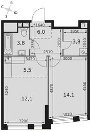 1-BD Apartment Sale, 45.3平方米 at Rotterdam, Varshavskoye Highway, 37Ак1с2, Moscow, Russia #4