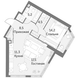 2-BD Apartment Sale, 60.8平方米 at Arkhitektor, Akademika Volgina Street, 2Д, Moscow, Russia #2