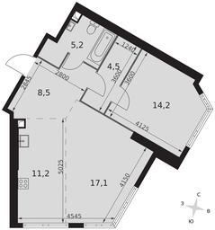 2-BD Apartment Sale, 60.8平方米 at Arkhitektor, Akademika Volgina Street, 2Д, Moscow, Russia #4
