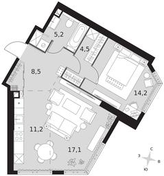 2-BD Apartment Sale, 60.8平方米 at Arkhitektor, Akademika Volgina Street, 2Д, Moscow, Russia #3